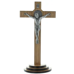 Palais du Rosaire Crucifix bois de Saint Benoît à poser 18cm^ Crucifix Bois