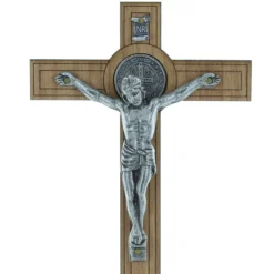 Palais du Rosaire Crucifix bois de Saint Benoît à poser 18cm^ Crucifix Bois