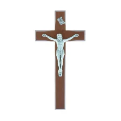 Palais du Rosaire Crucifix bois et Christ argenté 16 cm^ Crucifix Bois