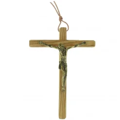 Palais du Rosaire Crucifix Christ de Cluny en bronze sur croix d'olivier 15 cm^ Crucifix Bois