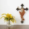 Palais du Rosaire Crucifix Christ Ressuscité en résine colorée 22cm^ Crucifix Bois