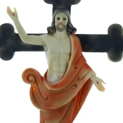 Palais du Rosaire Crucifix Christ Ressuscité en résine colorée 22cm^ Crucifix Bois