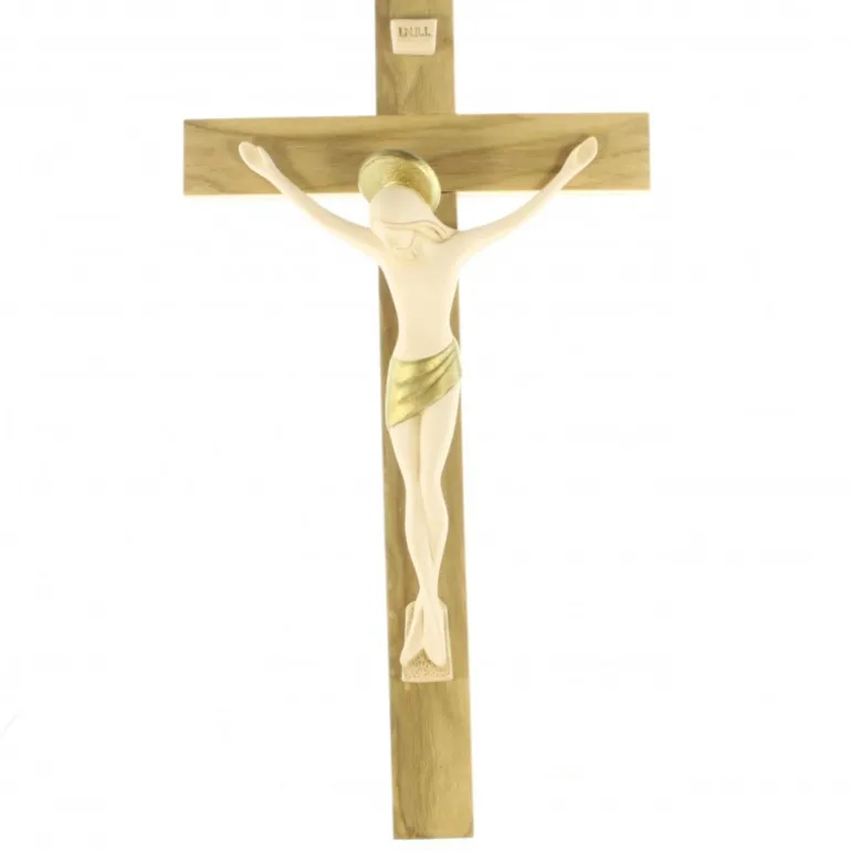 Palais du Rosaire Crucifix Contemporain et Christ doré en résine de 23cm^ Croix Religieuse | Crucifix Résine
