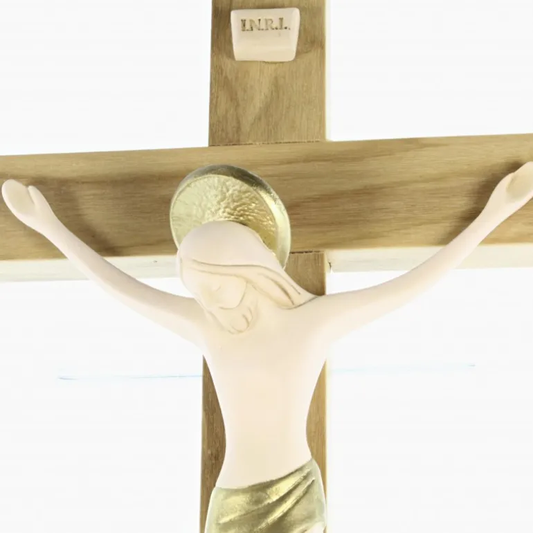 Palais du Rosaire Crucifix Contemporain et Christ doré en résine de 23cm^ Croix Religieuse | Crucifix Résine
