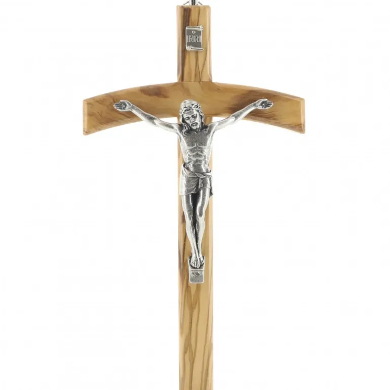 Palais du Rosaire Crucifix Croix pastorale en bois d'olivier 22cm^ Crucifix Bois