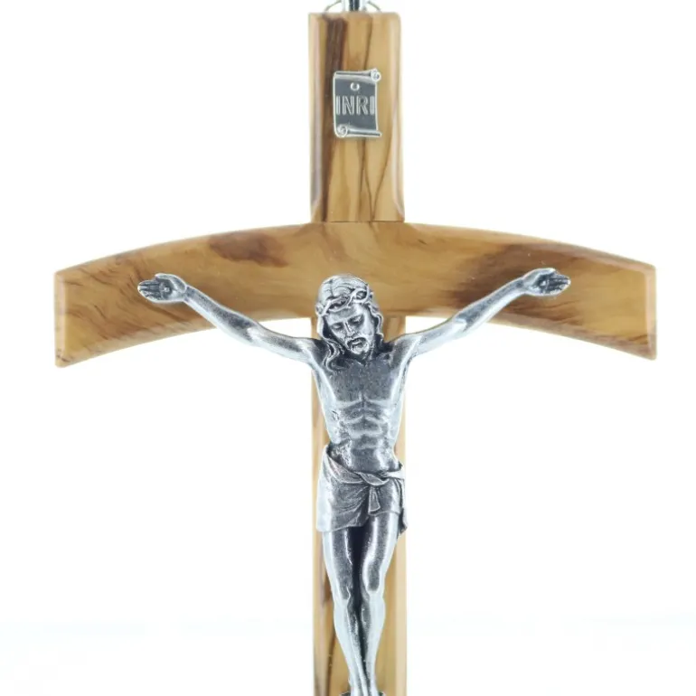 Palais du Rosaire Crucifix Croix pastorale en bois d'olivier 22cm^ Crucifix Bois