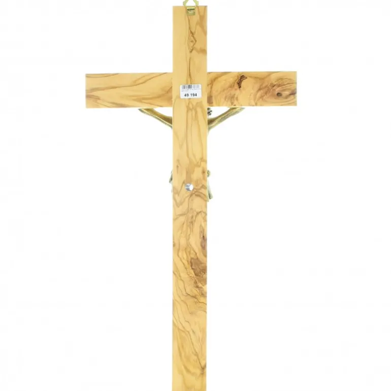 Palais du Rosaire Crucifix de 50cm en bois d'olivier et Christ doré^ Crucifix Bois