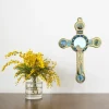Palais du Rosaire Crucifix de Lourdes en métal doré avec 4 vues 12cm^ Crucifix Métal