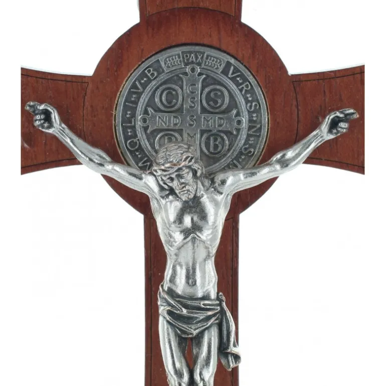 Palais du Rosaire Crucifix de Saint Benoit en bois 20cm^ Crucifix Bois