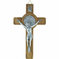 Palais du Rosaire Crucifix de Saint Benoît en bois d'olivier 12cm^ Crucifix Bois