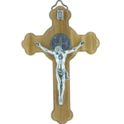 Palais du Rosaire Crucifix de Saint Benoît en bois d'olivier 10cm^ Crucifix Bois