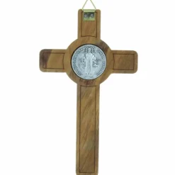 Palais du Rosaire Crucifix de Saint Benoît en bois d'olivier 12cm^ Crucifix Bois