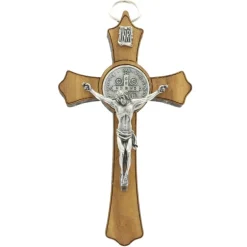 Palais du Rosaire Crucifix de Saint Benoît et livret explicatif^ Médaille Et Croix Métal | Crucifix Bois