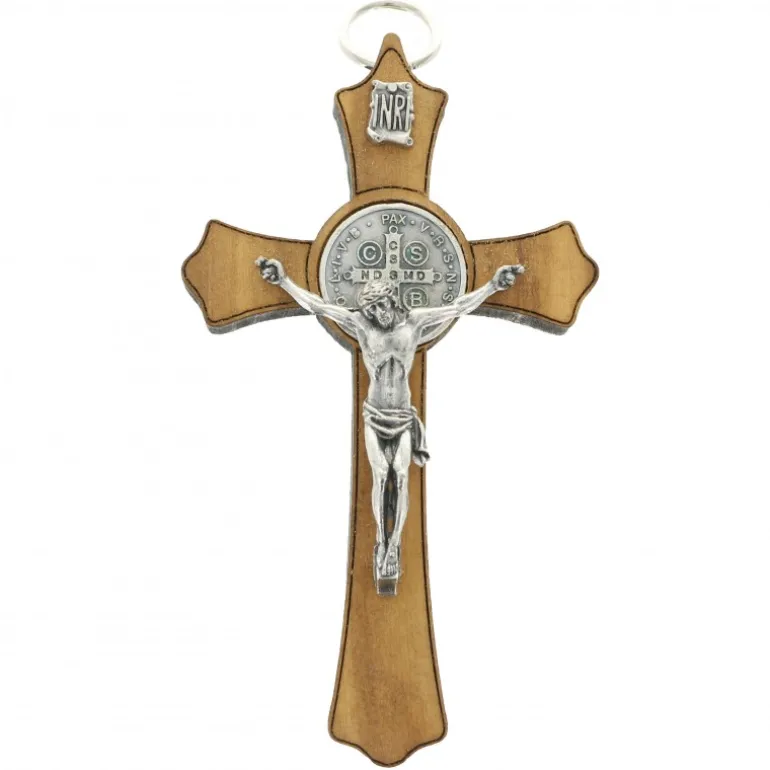Palais du Rosaire Crucifix de Saint Benoît et livret explicatif^ Médaille Et Croix Métal | Crucifix Bois