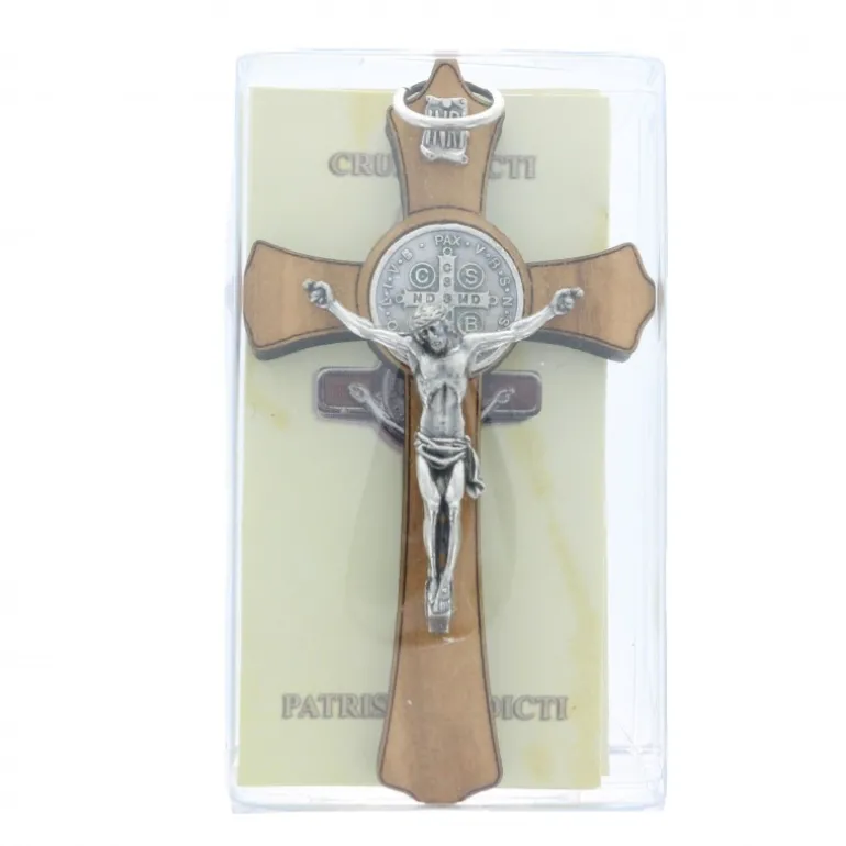 Palais du Rosaire Crucifix de Saint Benoît et livret explicatif^ Médaille Et Croix Métal | Crucifix Bois