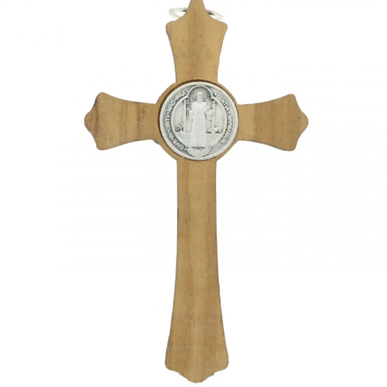 Palais du Rosaire Crucifix de Saint Benoît et livret explicatif^ Médaille Et Croix Métal | Crucifix Bois