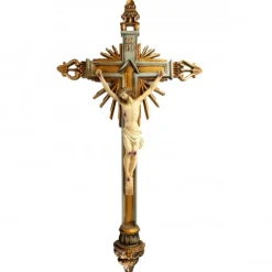 Palais du Rosaire Crucifix de style baroque 65 cm à suspendre en résine^ Crucifix Résine | Statue De Grande Taille