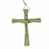 Palais du Rosaire Crucifix du Christ Glorieux en Bronze et bois d'olivier de 14cm^ Crucifix Bois | Crucifix Métal