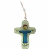 Palais du Rosaire Crucifix du Christ Glorieux en bronze émaillé 8.5cm^ Crucifix Métal