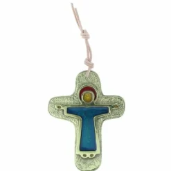 Palais du Rosaire Crucifix du Christ Glorieux en bronze émaillé 8.5cm^ Crucifix Métal