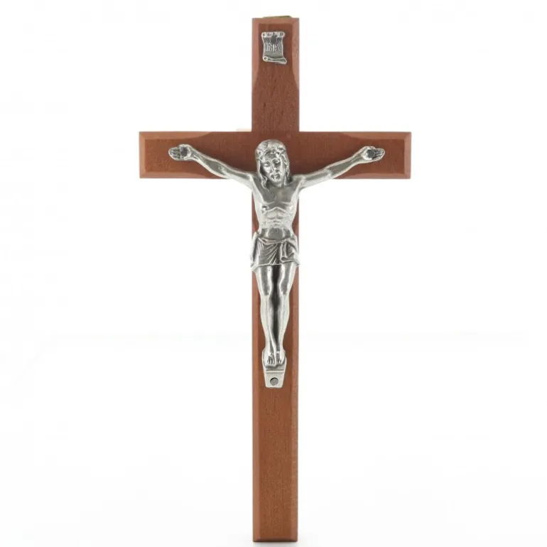 Palais du Rosaire Crucifix en bois avec Christ argenté 20 cm^ Crucifix Bois