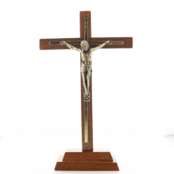 Palais du Rosaire Crucifix en bois avec Christ en Métal Doré 27 cm^ Crucifix Bois