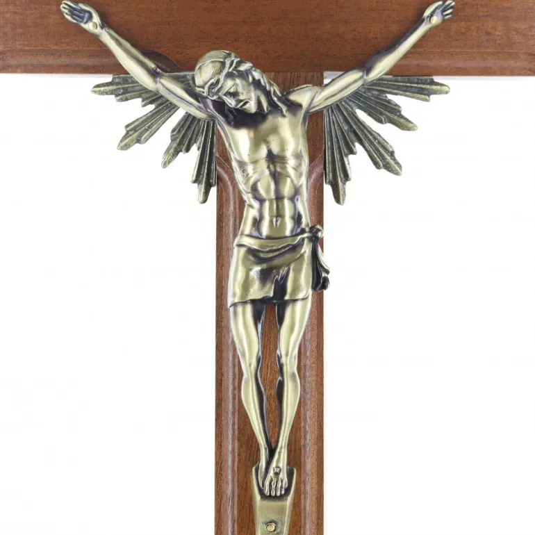 Palais du Rosaire Crucifix en bois avec Christ métallisé 49 cm^ Crucifix Bois