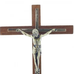 Palais du Rosaire Crucifix en bois avec Christ en Métal Doré 27 cm^ Crucifix Bois