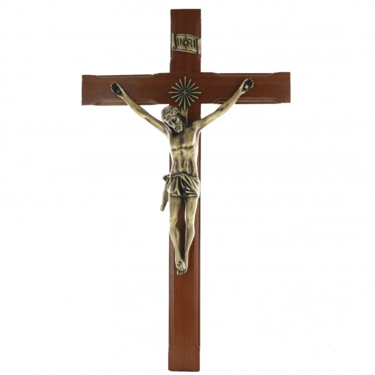 Palais du Rosaire Crucifix en bois avec Christ en métal 62 cm^ Crucifix Bois