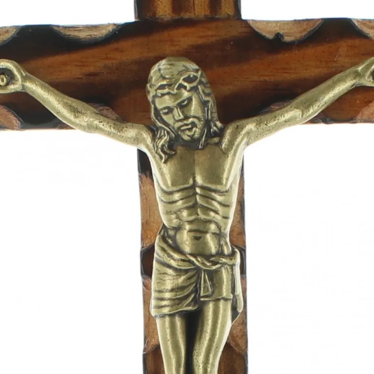 Palais du Rosaire Crucifix en bois avec le Christ en doré de 23 cm^ Crucifix Bois