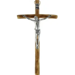 Palais du Rosaire Crucifix en bois avec un Christ argenté^ Crucifix Bois
