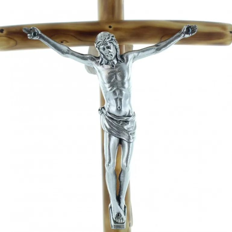 Palais du Rosaire Crucifix en bois avec un Christ argenté^ Crucifix Bois