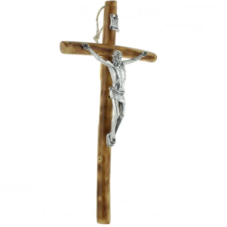 Palais du Rosaire Crucifix en bois avec un Christ argenté^ Crucifix Bois