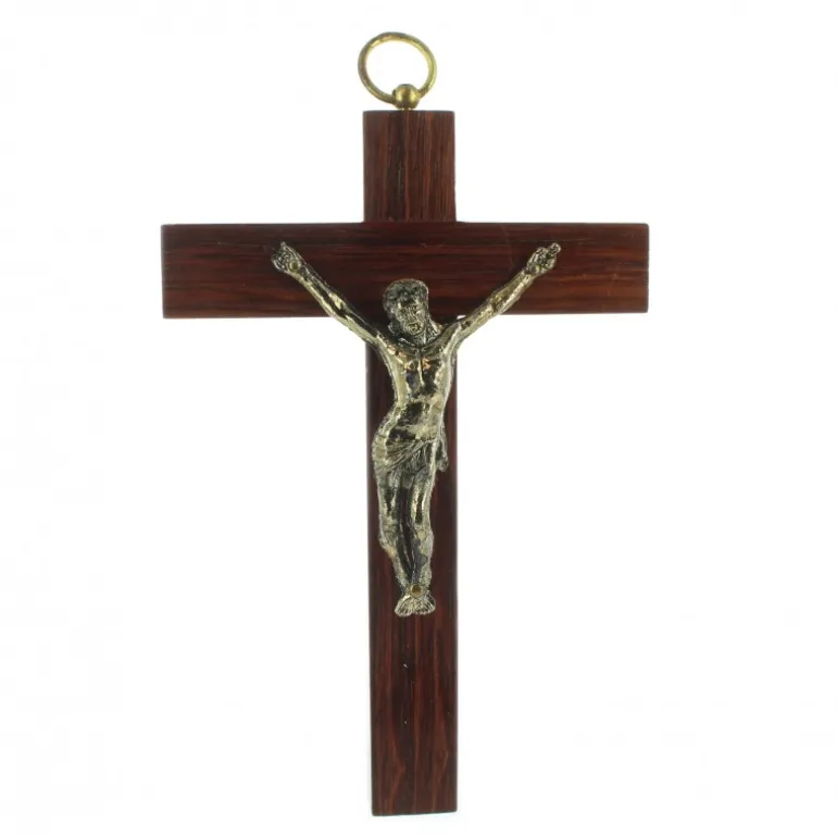 Palais du Rosaire Crucifix en bois de bubinga christ doré de 12,5 cm^ Crucifix Bois