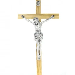 Palais du Rosaire Crucifix en bois d'olivier et Christ en métal de 33cm^ Croix Religieuse | Crucifix Bois