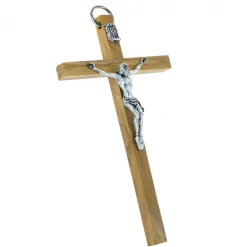 Palais du Rosaire Crucifix en bois d'olivier avec un Christ argenté 13cm^ Crucifix Bois