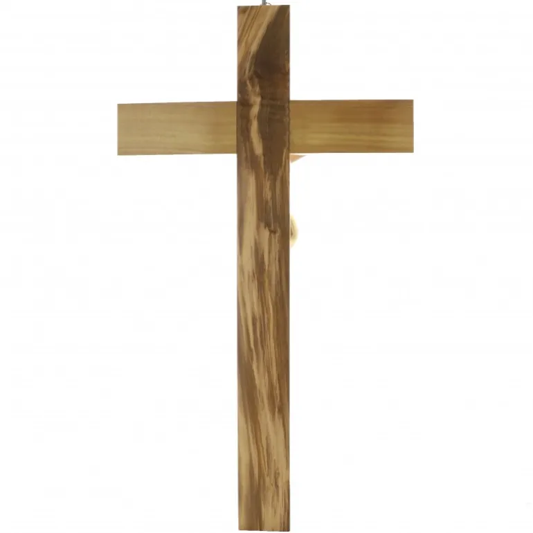 Palais du Rosaire Crucifix en bois d'olivier avec Christ en résine 50 cm^ Crucifix Résine | Crucifix Bois