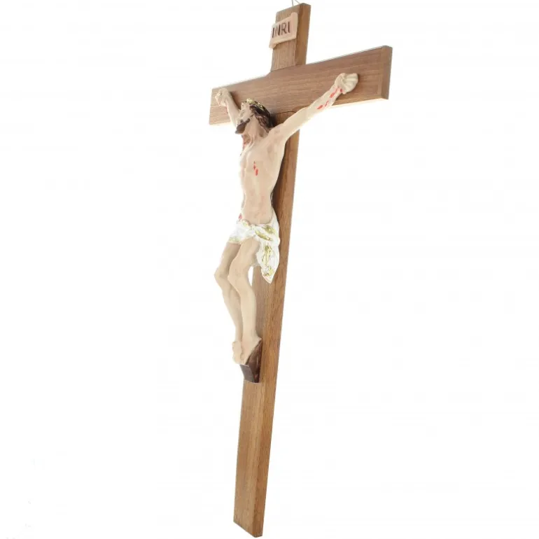 Palais du Rosaire Crucifix en bois et résine colorée 44cm^ Crucifix Résine | Crucifix Bois