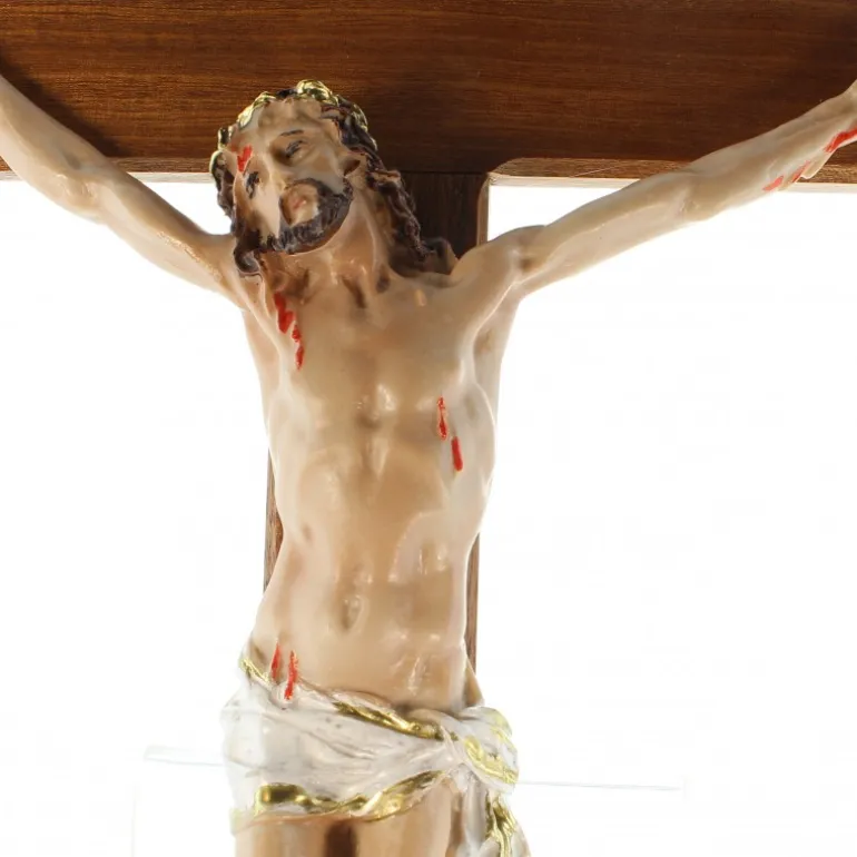 Palais du Rosaire Crucifix en bois et résine colorée 44cm^ Crucifix Résine | Crucifix Bois