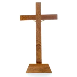 Palais du Rosaire Crucifix en bois foncé avec un Christ en métal doré 21.5 cm^ Crucifix Bois