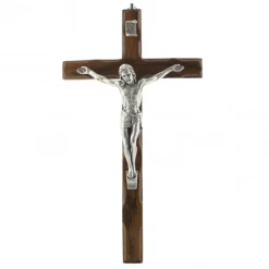 Palais du Rosaire Crucifix en bois verni avec Christ argenté 25 cm^ Crucifix Bois