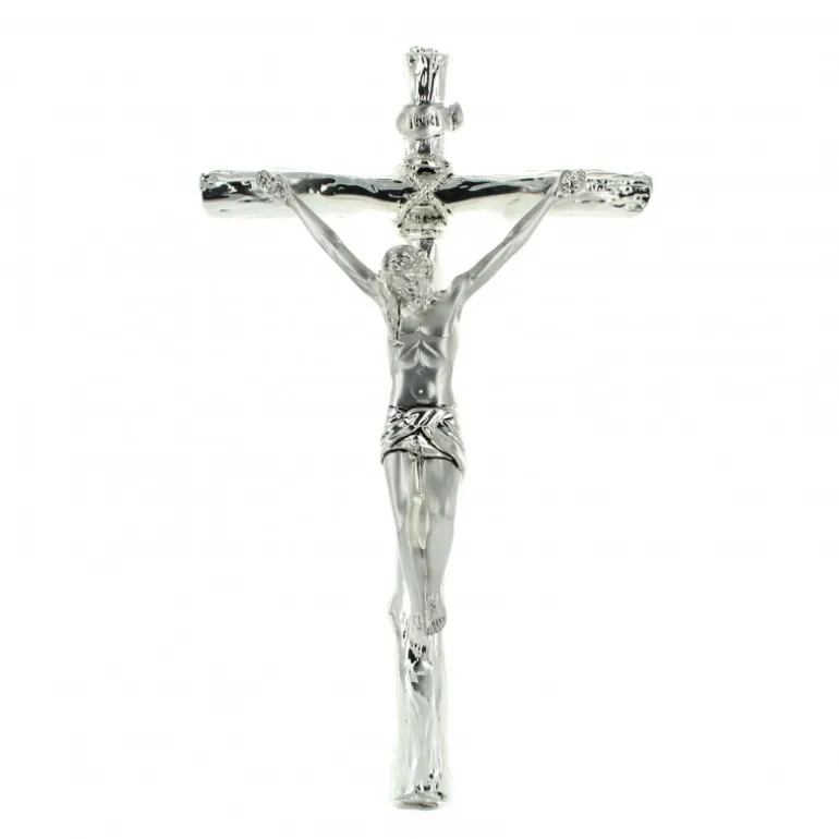 Palais du Rosaire Crucifix en métal bain argent 22 cm^ Crucifix Métal
