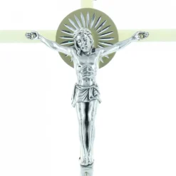 Palais du Rosaire Crucifix en résine avec un Christ en métal argenté 21cm^ Crucifix Métal