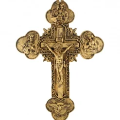 Palais du Rosaire Crucifix en résine doré Sainte Famille 36cm^ Crucifix Résine