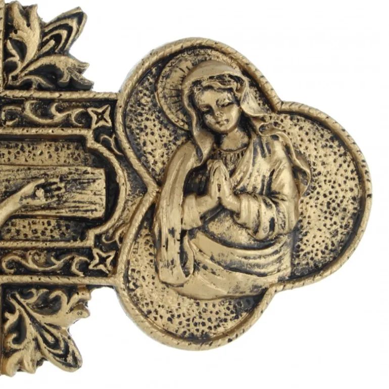 Palais du Rosaire Crucifix en résine doré Sainte Famille 36cm^ Crucifix Résine