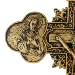 Palais du Rosaire Crucifix en résine doré Sainte Famille 36cm^ Crucifix Résine