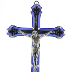 Palais du Rosaire Crucifix émaillé en métal argenté 18 cm^ Crucifix Métal