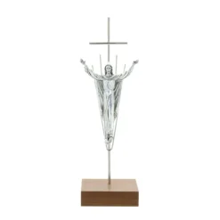 Palais du Rosaire Crucifix métal argenté et Christ ressuscité 19,5 cm^ Crucifix Métal
