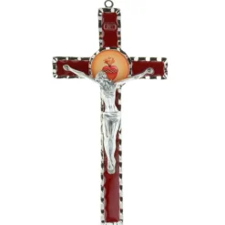Palais du Rosaire Crucifix métal du Sacré coeur de Jésus 17 cm^ Crucifix Métal
