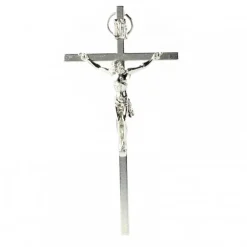 Palais du Rosaire Crucifix métal et Christ argenté 10 cm^ Crucifix Métal
